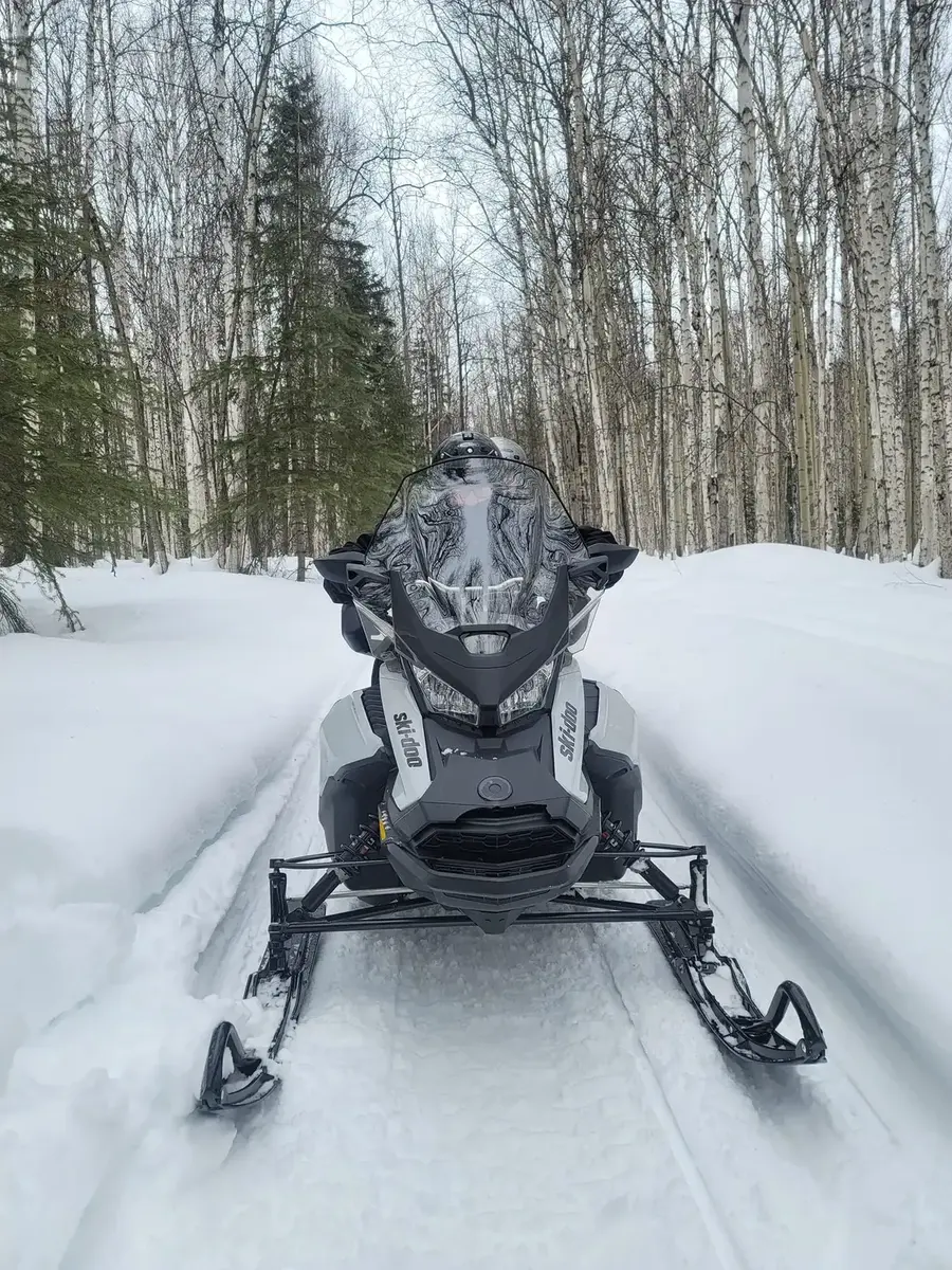 Snowmobiling in the Alaskan winter