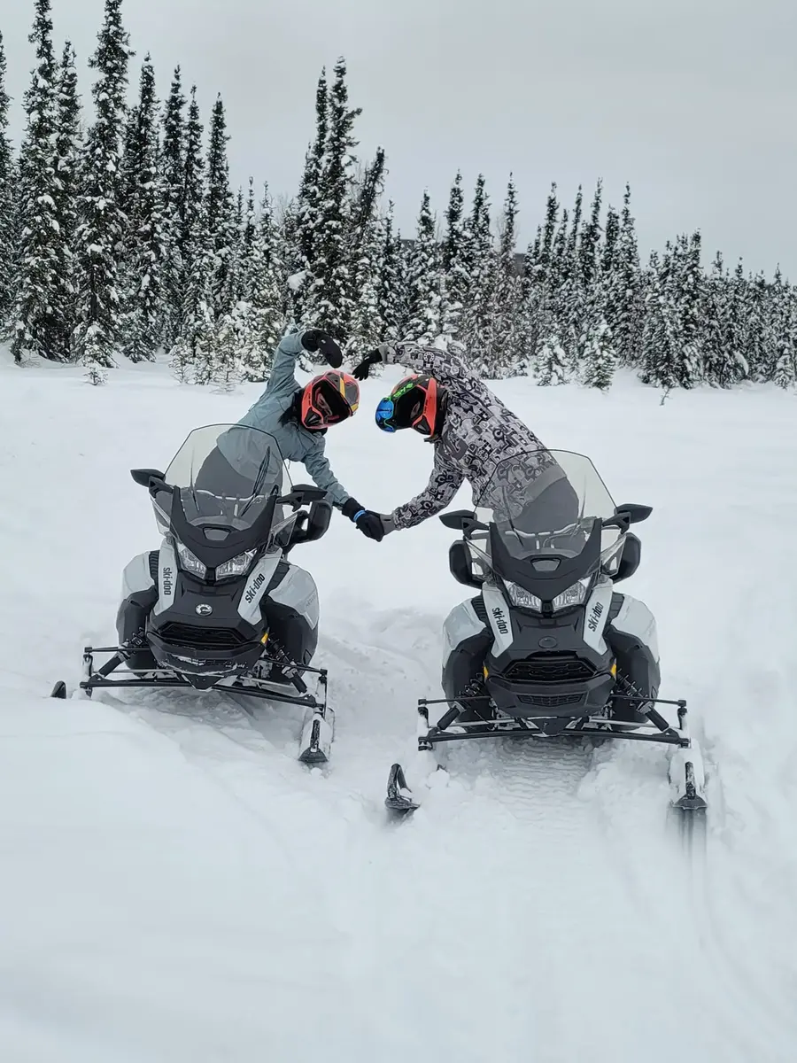 Snowmobile on a frozen trail