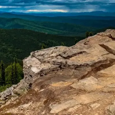 Panoramic view from mountaintop trail