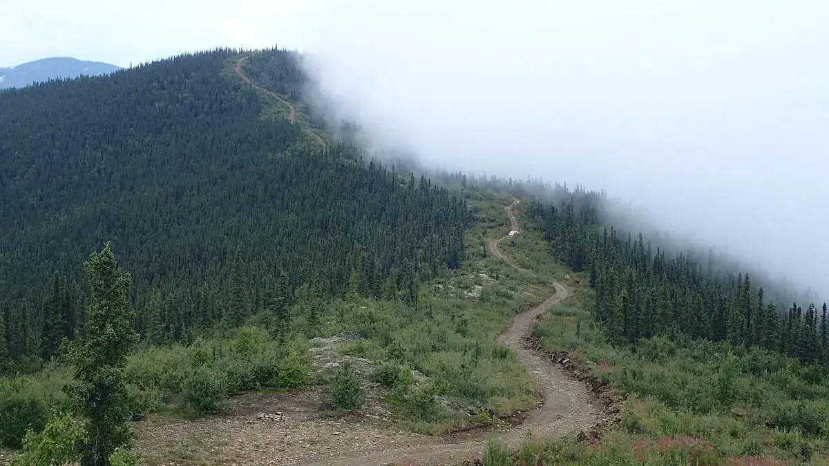 Midnight sun lighting up the trail